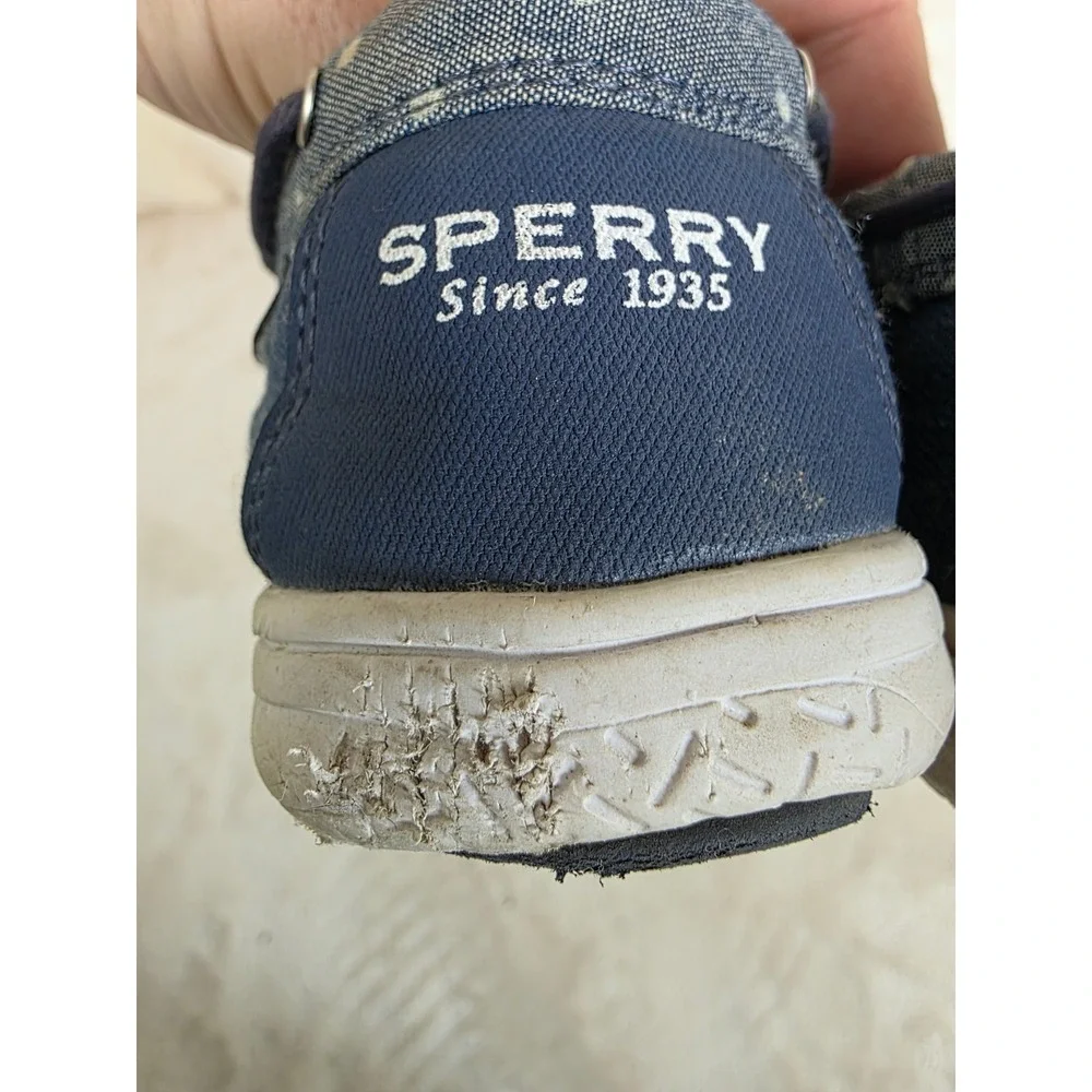 Sperry Shoresider 3 Eye Navy Blue Polka Dot Boat‎ Shoes SCK159837 Kids Size 3M